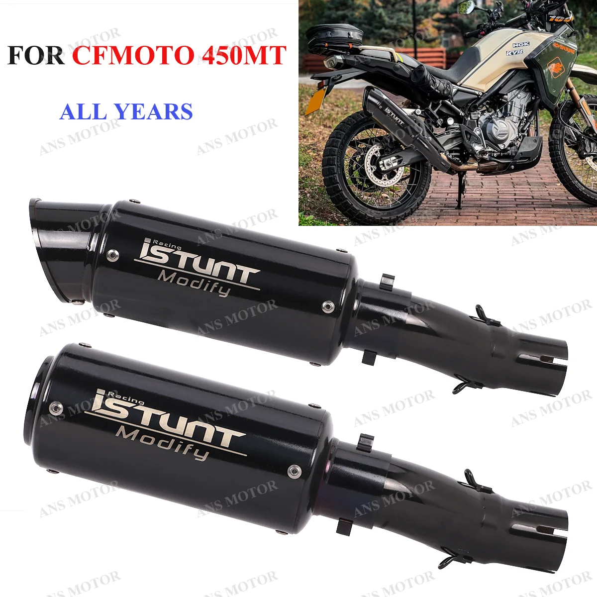 

For CFMOTO 450MT 2024 2025 Slip On Motorcycle Exhaust Escape 450MT Exhaust Muffler Middle Link Pipe with Removable DB Killer