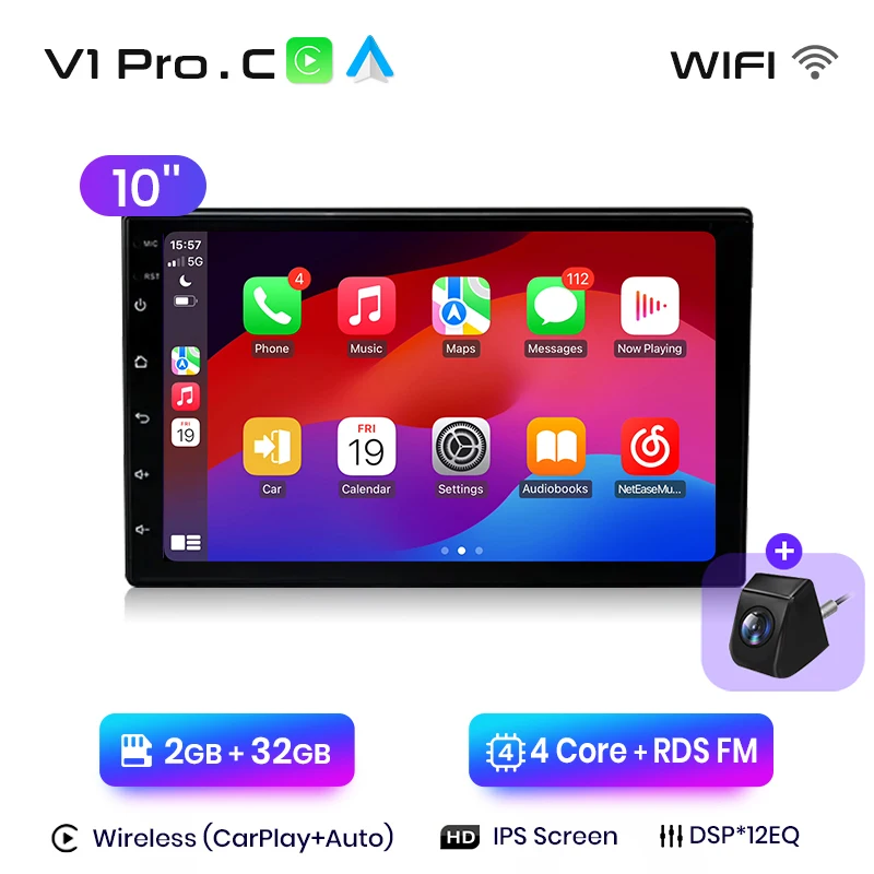 Junsun 7 9 10 "Android 2 Din Universele Autoradio Radio Multimedia Speler CarPlay Auto Intelligente Systemen GPS navigatie BT DSP