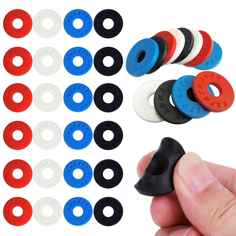 12/24 Stück Zufällige Farben Gummi-Gitarrengurt-Sicherheitssperren Anti-Rutsch-Dichtungspads für Elektro-, Akustik-, Bass- und Ukulelen Zubehör ZYF