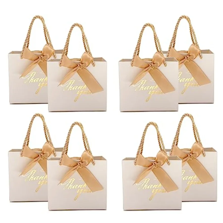 

50 Pack Small Thank You Gift Bags with Handles, 5.5''x 2.3''x4.7'' Mini Gift Bags Bulk for Baby Shower, Birthday, Wedding, Part
