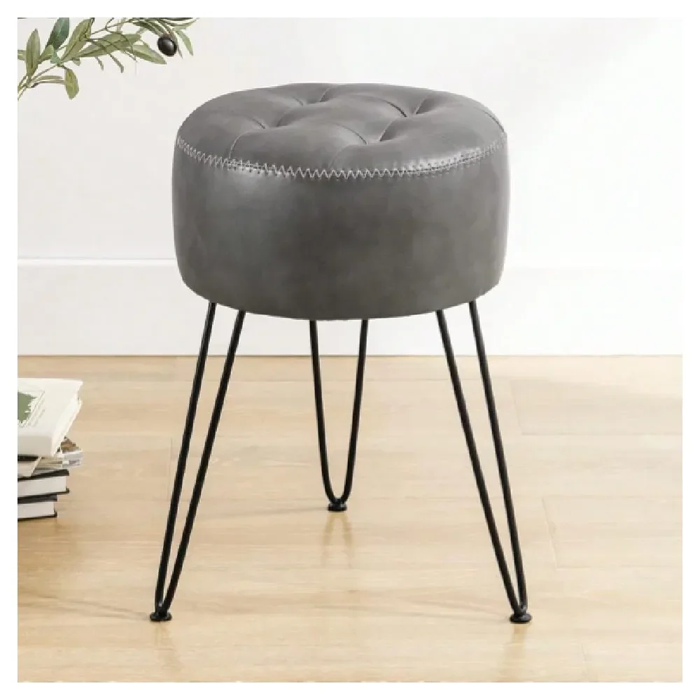 

makeup vanity chair bedroom furniture stool chairLeather Vanity Stool Chair For Room, Grey Stool For Vanity, 19 Height, Tufted S