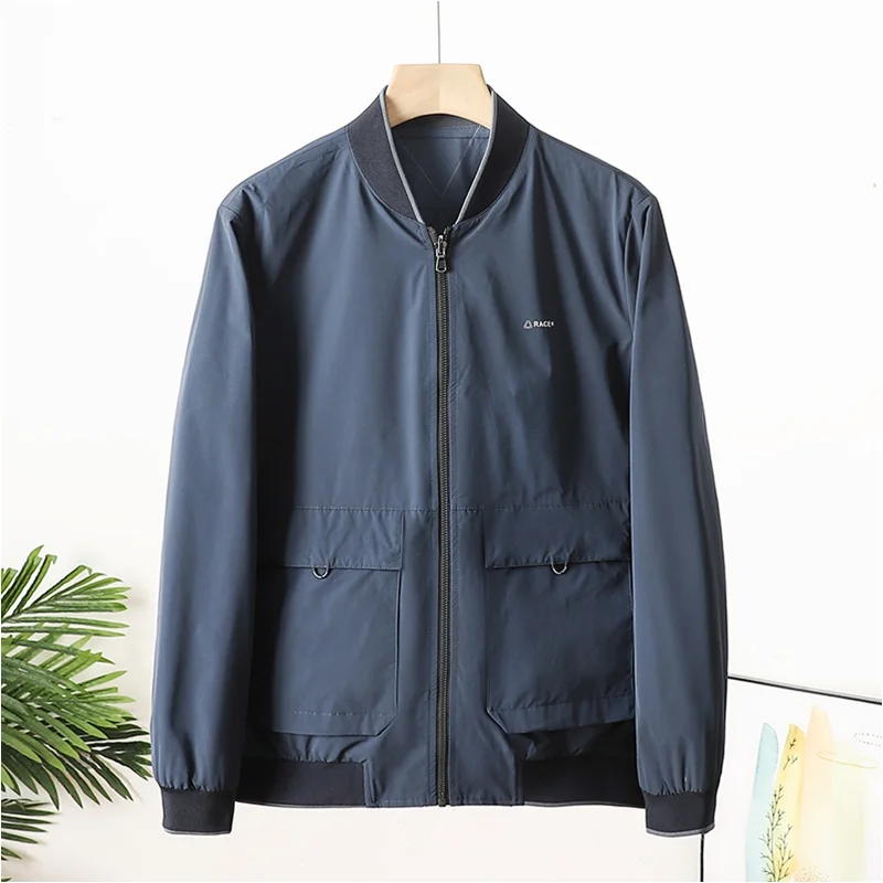 

Smooth Breathable Comfortable Men's New Midlife Baseball Collar Jaet Coat Double Sided Wear Waed Stand Fit Faion Urb...