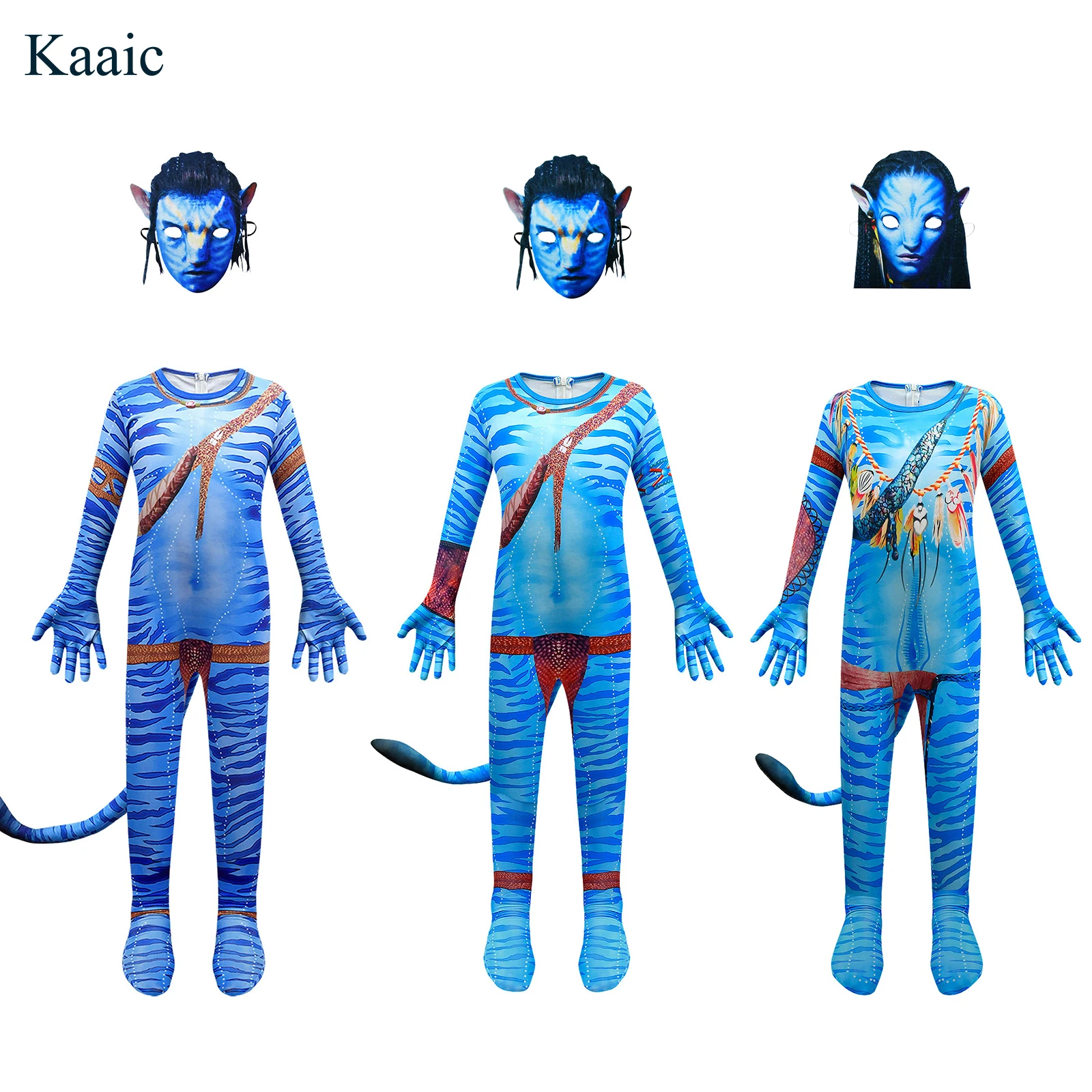 Avatar Costume for Kids With Mask Headgear for Girls and Boys Bobysuit Set Jumpsuit Cosplay Costumes Free Shipping Baby Children