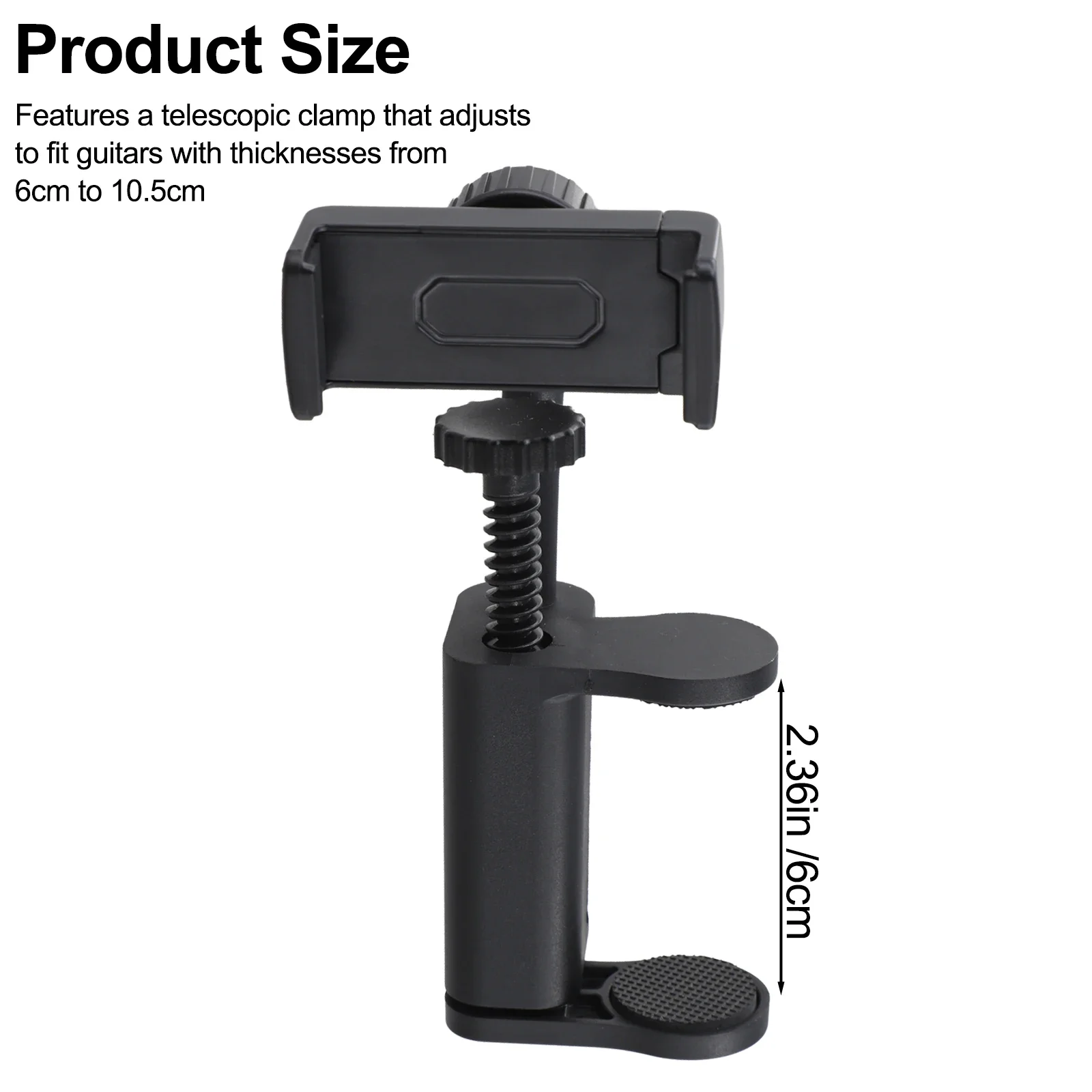Clip para partituras digitales, soporte para teléfono para guitarra de 60x55x150mm, fácil de colocar, durabilidad mejorada, diseño ligero