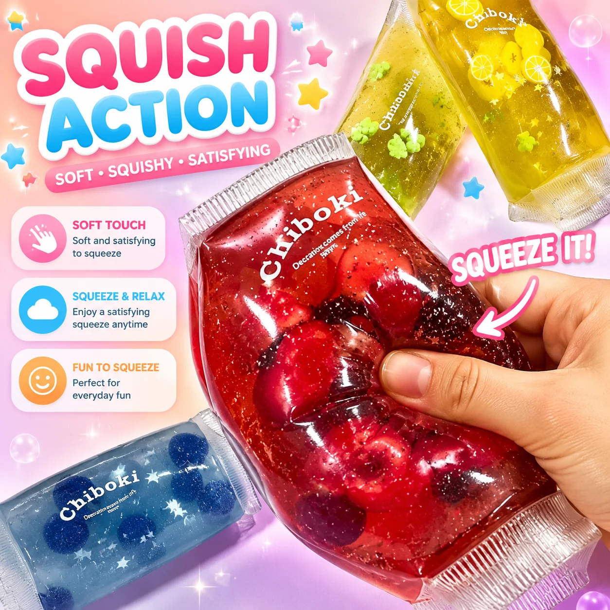 Deformable Squeeze Squishy Fidget Sensory Toy Soft Slow Rising Stress Relief Fruit Filled Maltose Toothpaste Toy