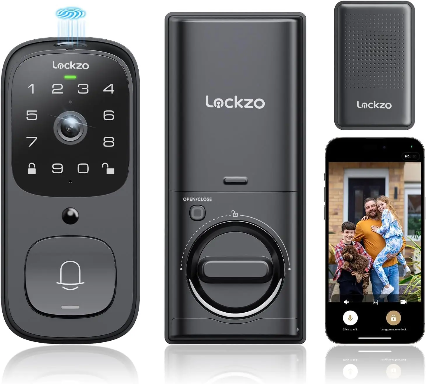 

3-in-1 Smart Lock with Doorbell & Camera, WiFi Fingerprint Keypad Entry, 2K Video, App Control