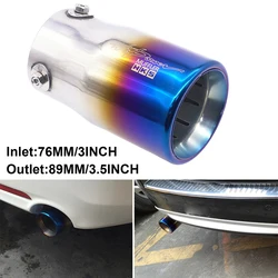 Universal Stainless Steel Car Exhaust Systems Muffler Inlet: 76mm Outlet: 89mm Car Exhaust Muffler Tip End Pipe Rear Tail Throat