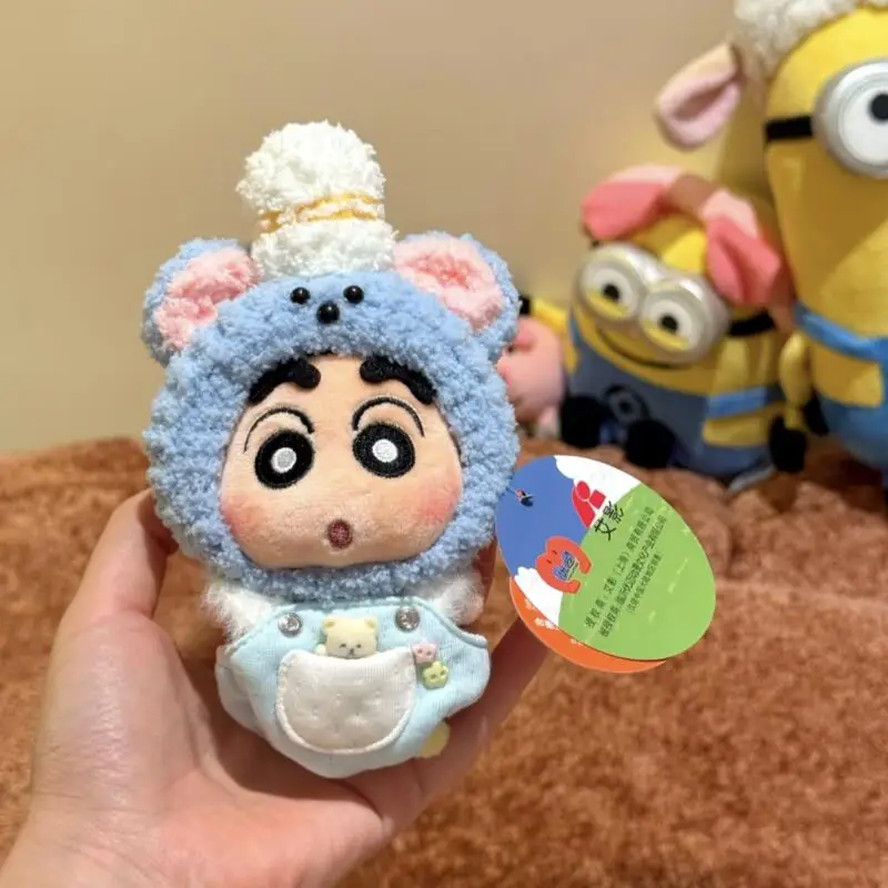 Official Licensed Crayon Shin-Chan Soft Plush Doll Keychain Cute Cartoon Bag Backpack Pendant Nice Small Gift for Friends