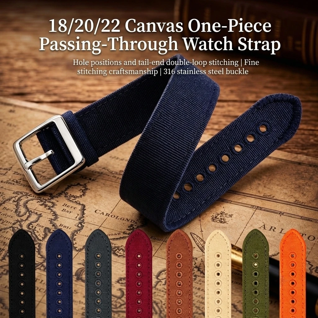 18mm 20mm 22mm One-Piece Nylon Canvas Strap Fit For Oris Tudor Waterproof Sweat-proof Sport Watch Band