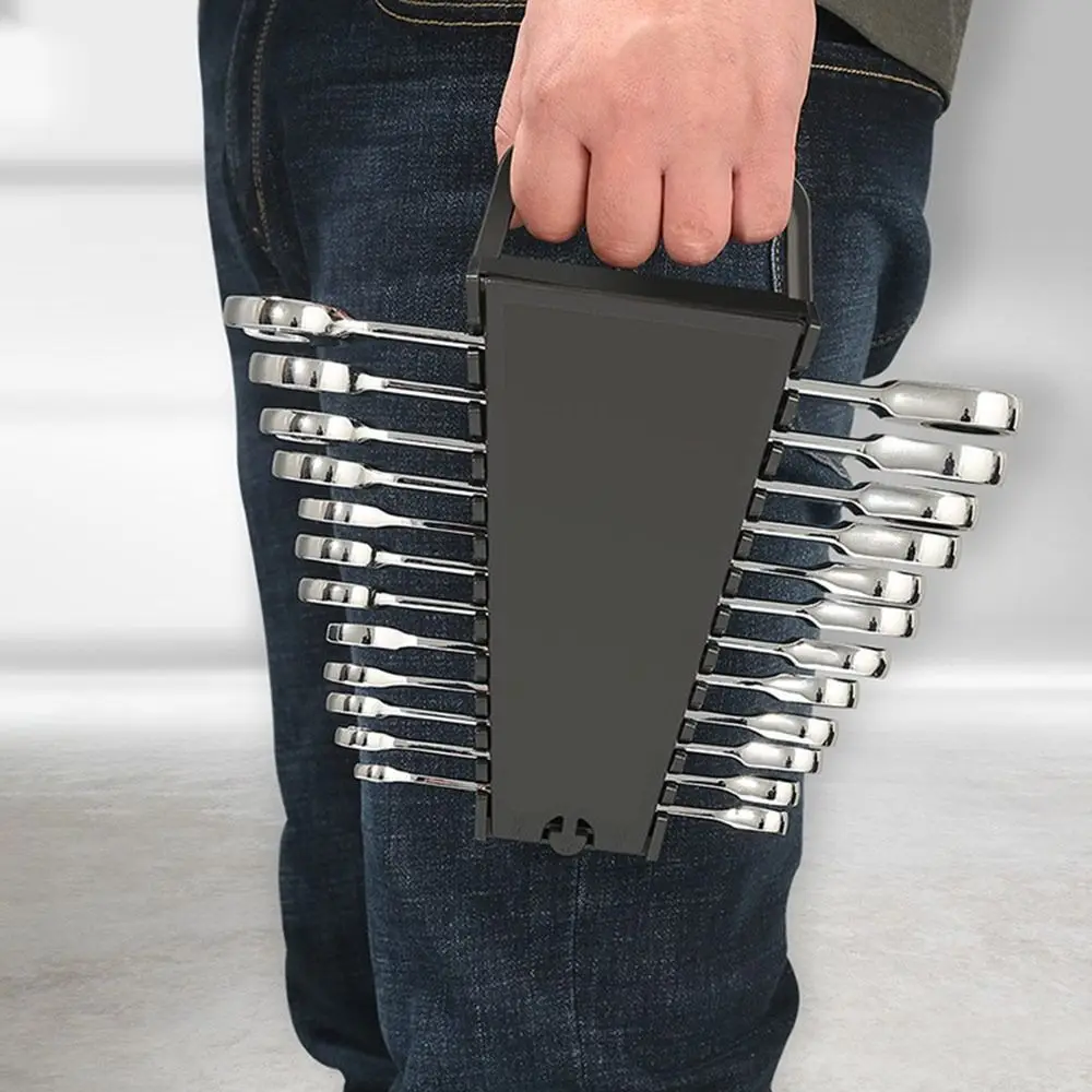 12 Slots Wrench Organizer Rack Secure Clamping Structure Individual Wrench Slots Wrench Storage Holder with Carry Handle