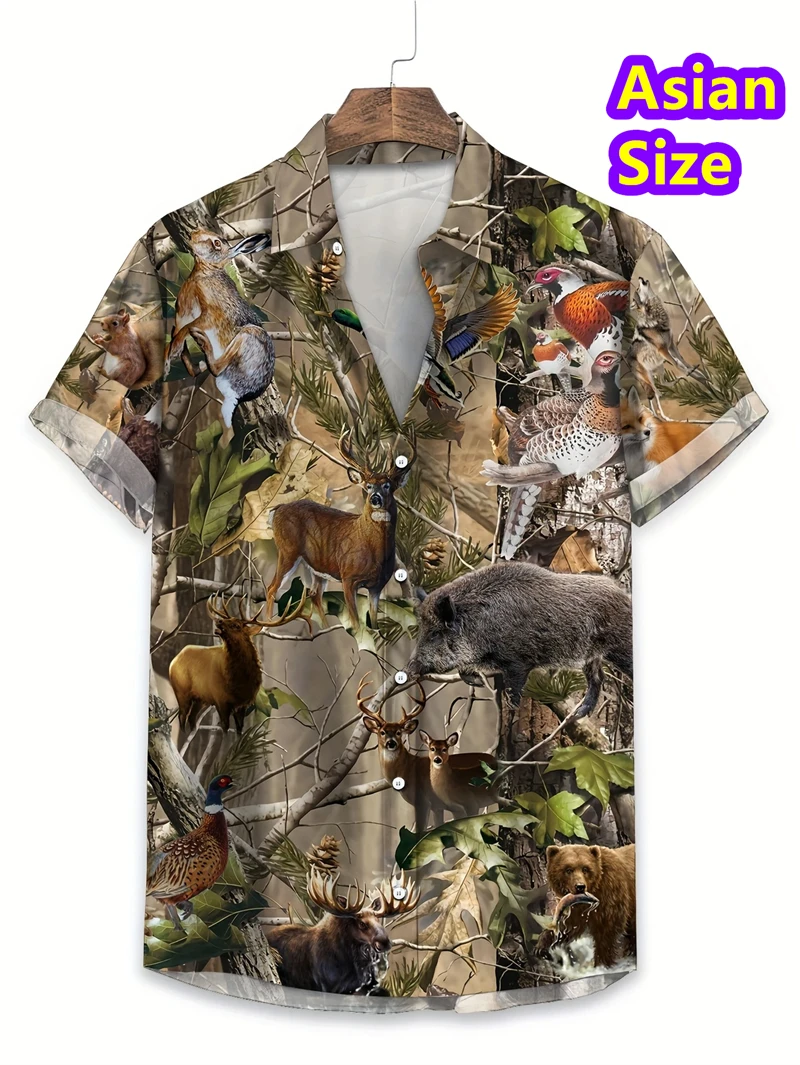 Summer Men's Shirts Coconut Tree Print Short Sleeve Tees Retro Casual Hawaiian Shirts For Men Loose Oversized 2025 New Top
