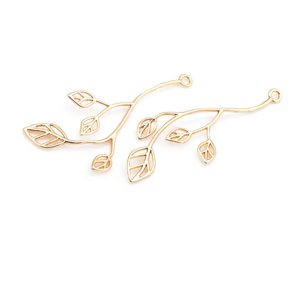 18K Gold Color Brass Tree Leaf Leaves Charms Pendants High Quality Diy Jewelry Making Necklace Earrings Accessories for Women