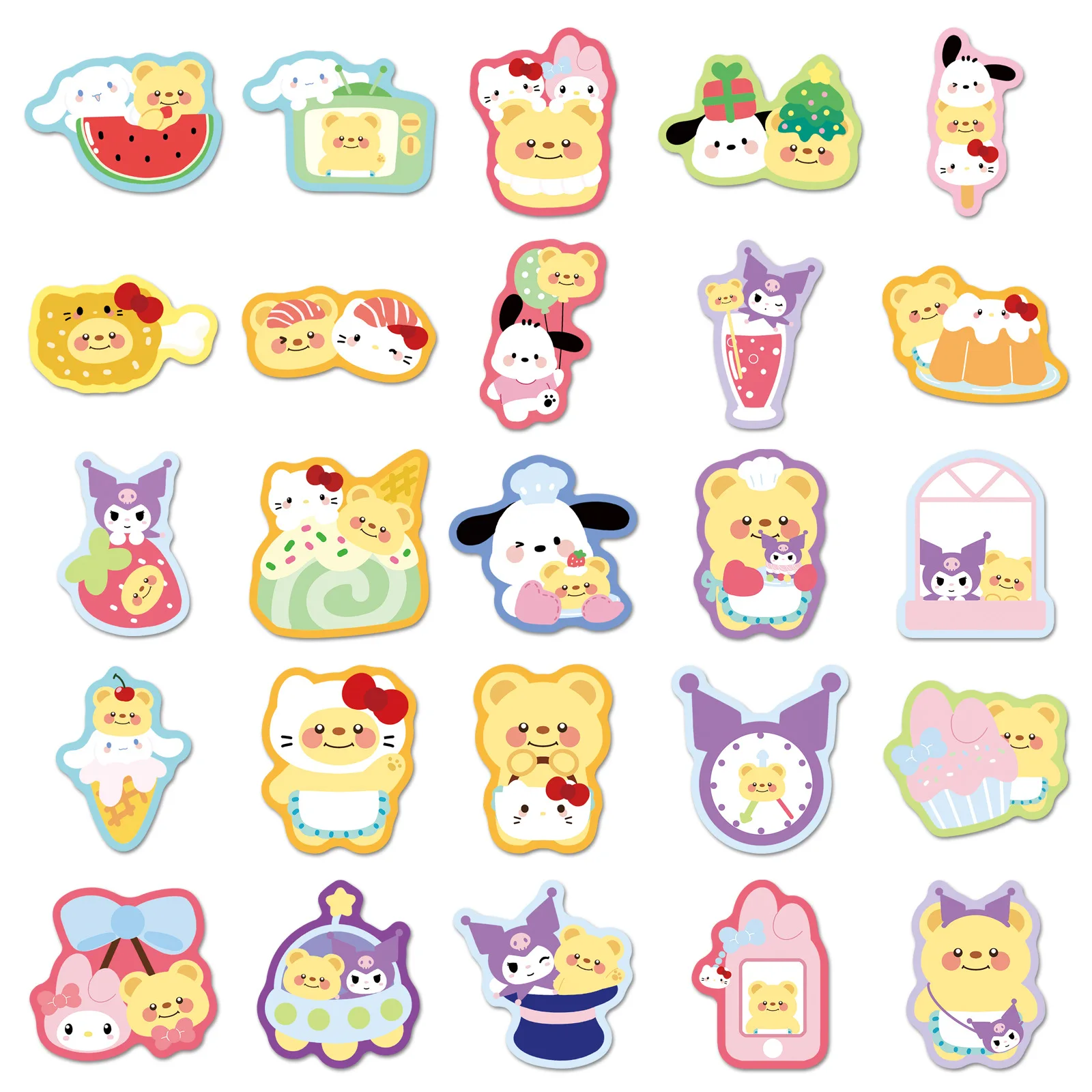 

10/30/50PCS New Butterbear Cartoon Stickers Cute Sanrio Graffiti Cinnamoroll My Melody Kuromi DIY Kids Toys Decals Decoration