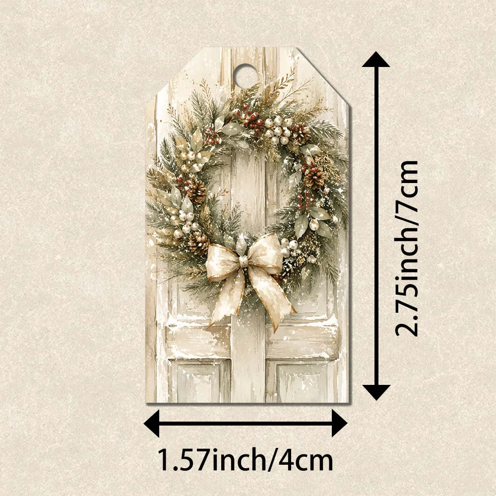 40pcs Forest Style Christmas Decorative Tags, Holiday Gift Labels, Party Decoration, Handmade Packaging Accents, Jute Rope