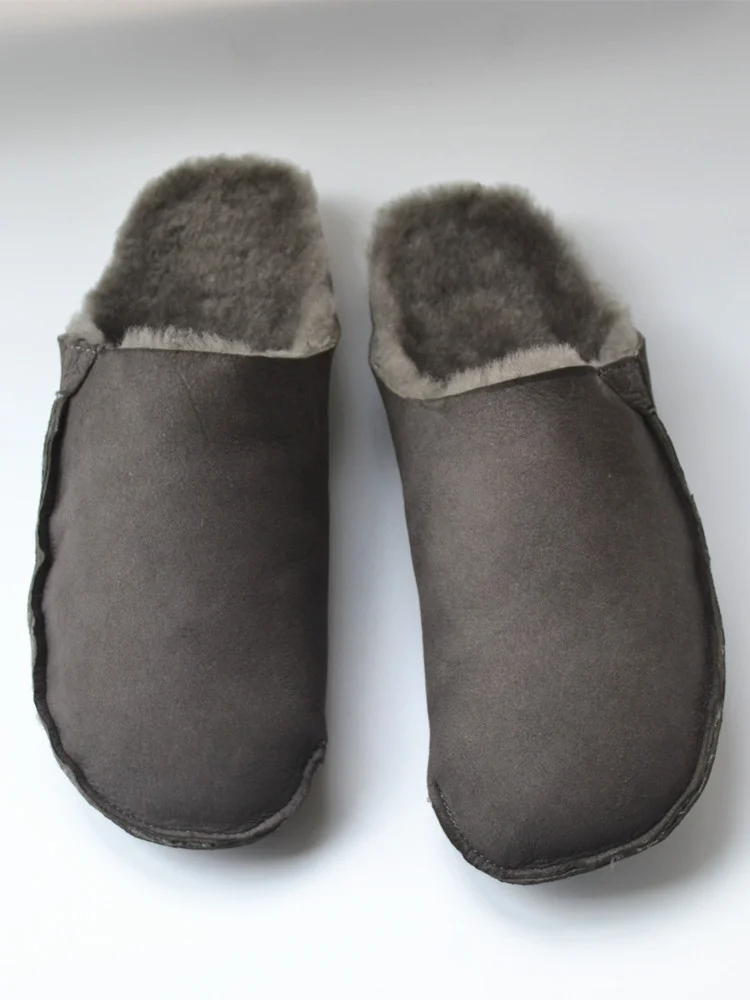 

Мужские теплые кожаные тапочки Fce, домашние зимние мягкие шерстяные тапочки с защитой от запаха и внутренним дизайном, удобные домашние тапочки