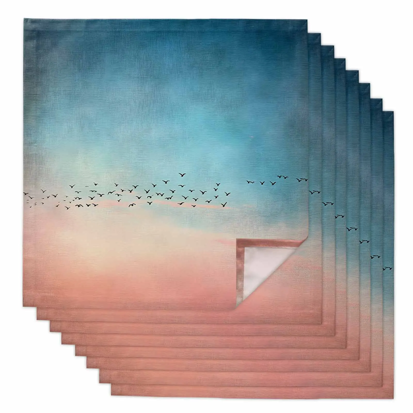 

Retro Sky Bird Gradient Nature Table Napkins Cloth Set Kitchen Dinner Tea Towels Table Mat Wedding Decor Napkin