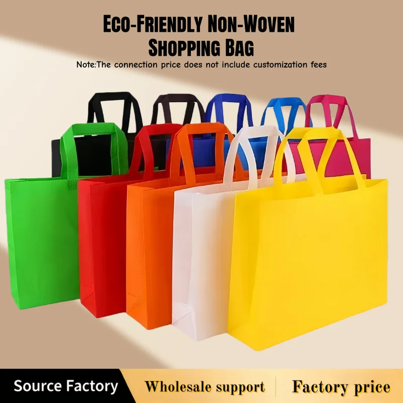 10Pieces Eco-Friendly Non-Woven Shopping Bags With Handles High Quality Printed Logo Acceptable For Clothes Christmas Gifts Per