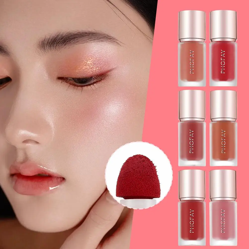 Blush Contour Girly Evidenziatore liscio per guance Rouge Matte Glitter Fard liquido per il viso Fard impermeabile Trucco Stick rosa
