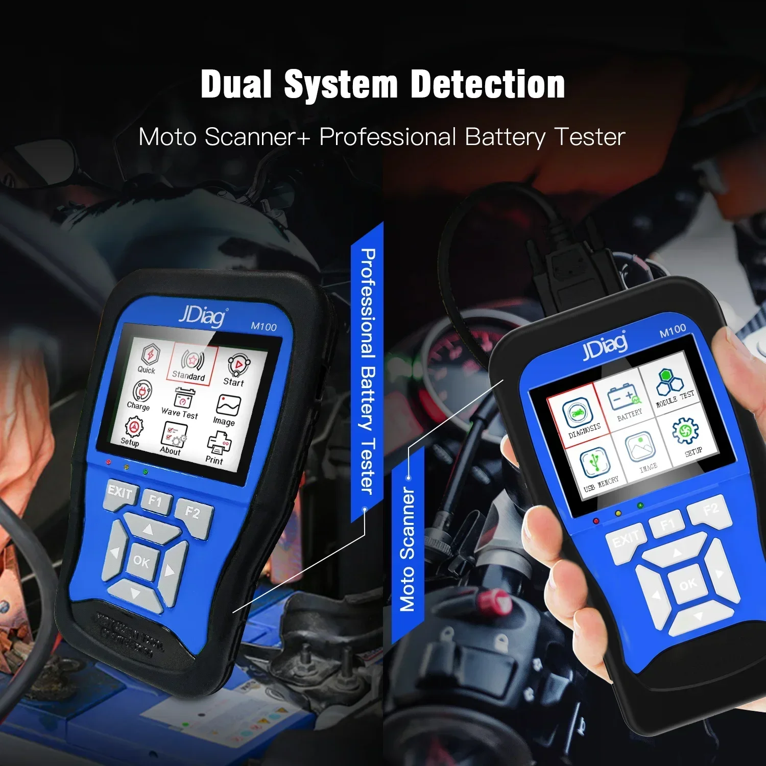 A+ JDiag M100 M100 PRO Motorcycle OBD2 Scanner Diagnostic Tool Motorbike Moto Scan Code Reader For KTM/Honda/Yamaha/Kawasaki/BMW