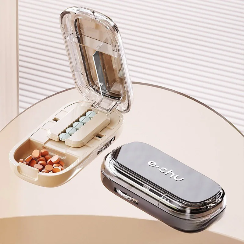 Pill Cutter With Storage Box Portable Medicine Dustproof Storage Crusher Pill Cutter Box Tablet Drug Medicine Pill Organizer