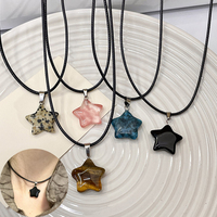 Pentagram Star Crystal Pendant Necklace Sacred Healing Gemstone Natural Stone Pendant for Women Girls Necklace Crystal Healing