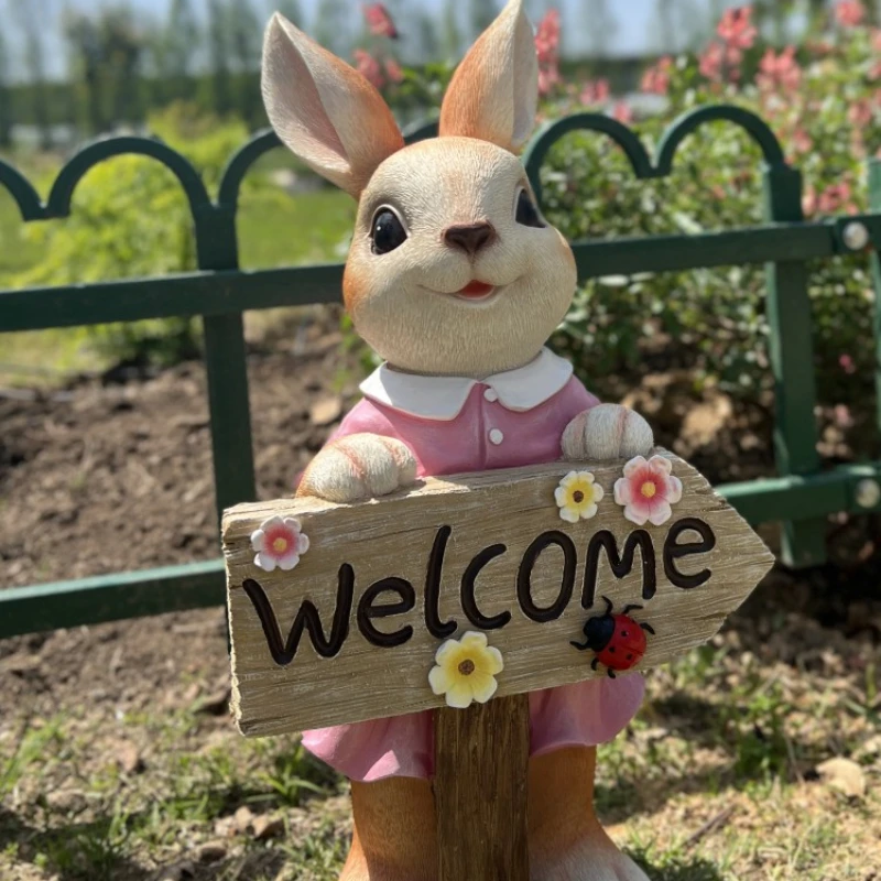 Cute rabbit lawn decorations, garden resin garden decorations