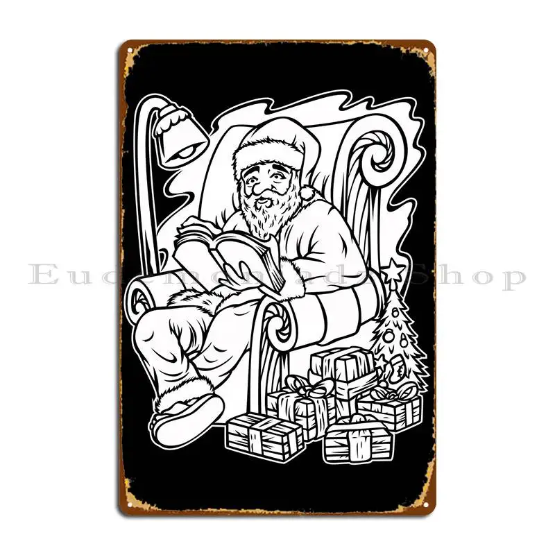 سانتا أبيض وأسود 01 علامة معدنية إنشاء جدار الكهف نادي المطبخ تين تسجيل ملصق