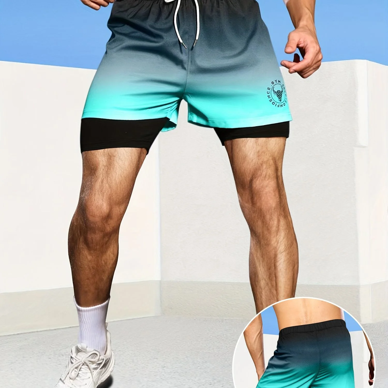 2026 Sommer neue europäische und amerikanische Herren-Sport- und Freizeit-Shorts, atmungsaktive, schweißabsorbierende, schnell trocknende Shorts – Detail 10