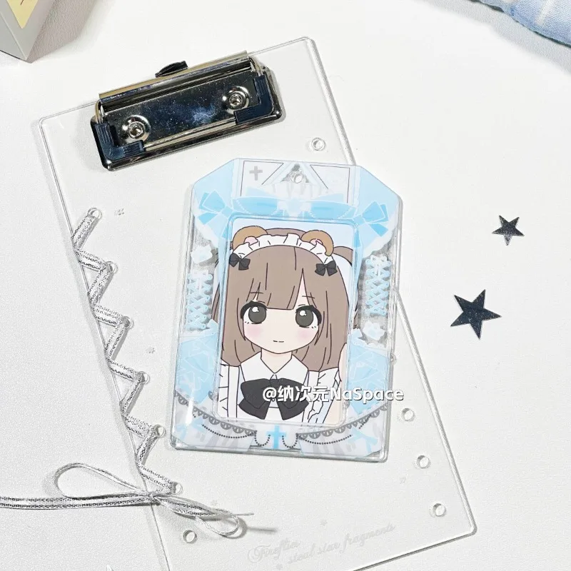 Cartoon Maid Skirt Design PVC Card Holder 3-Inch Clear Photo K-Pop Display Protector Cute Aesthetic Card Holder for Collectors