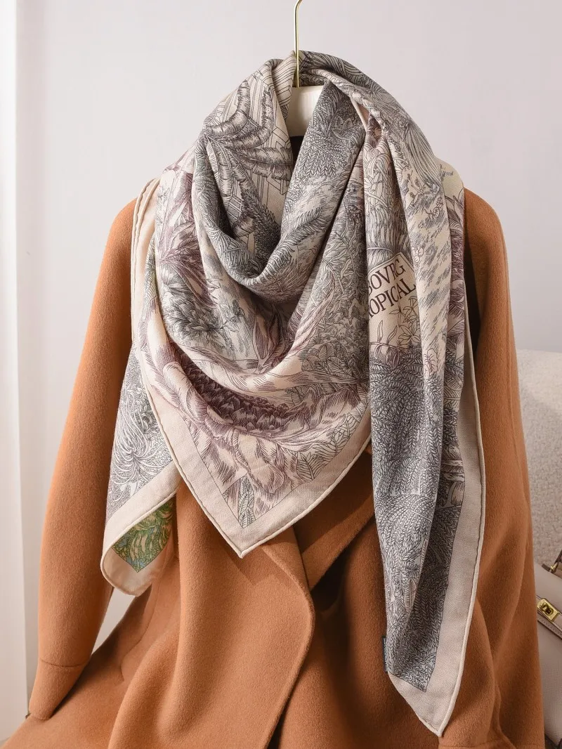 Dubbelzijdige Zijden Kasjmier Sjaal Vrouwen Gigantische Handgerolde Sjaals Ab Winteraccessoires Luxe Hoofdhaar Big Bandana \'S Decoratie