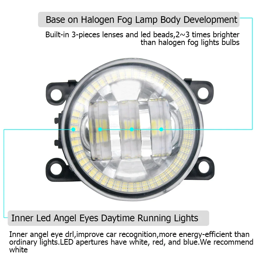 LED PTF Car Fog Lamp Assembly for Ford S MAX S-MAX CJ 2015 2016 2017 2018 2019 Angel Eyes DRL Aperture Daytime Running Lights