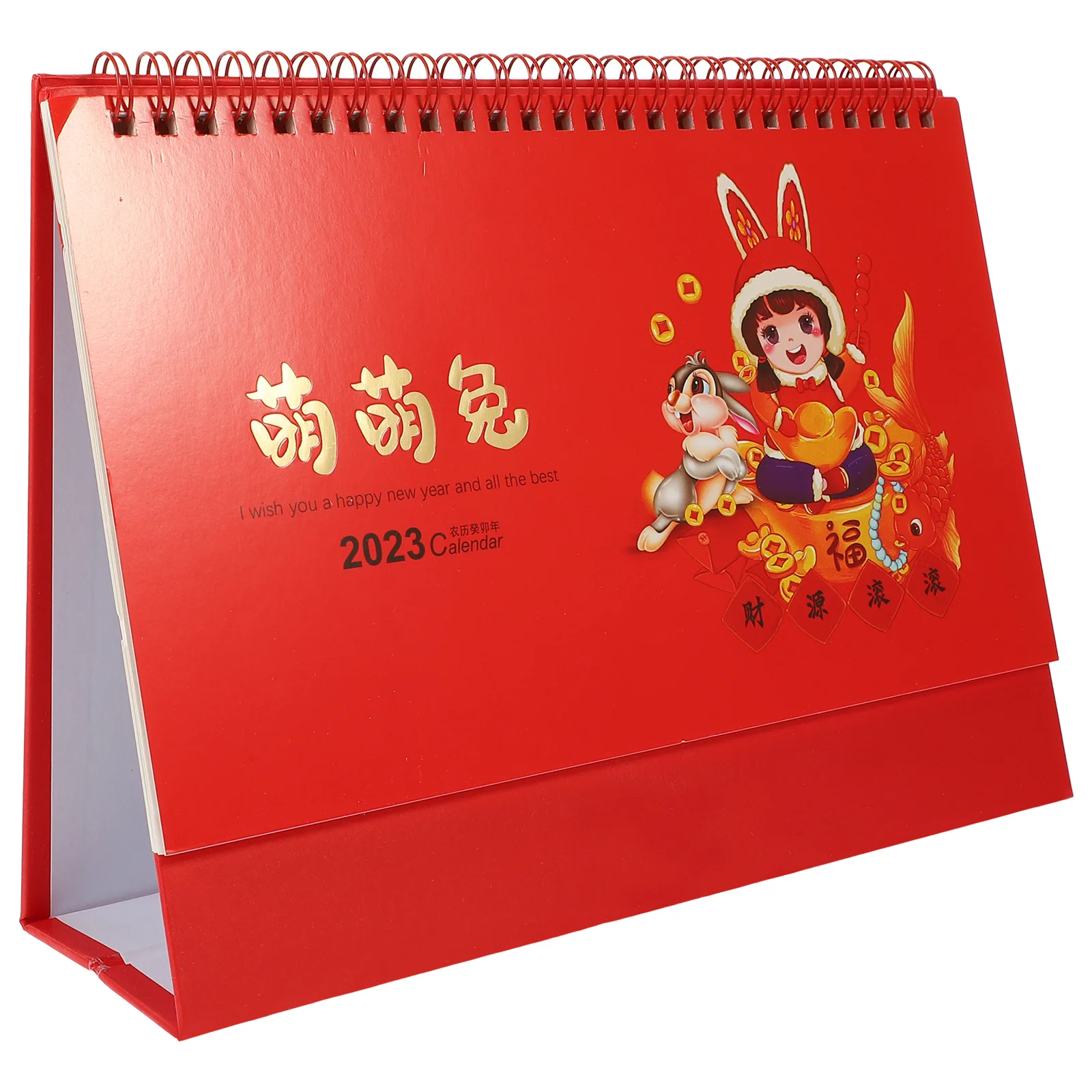 

2023 Year Of Rabbit Creative Desk Calendar Household Office Planner Coil Ring Design Thick Paper Freestanding Decorative