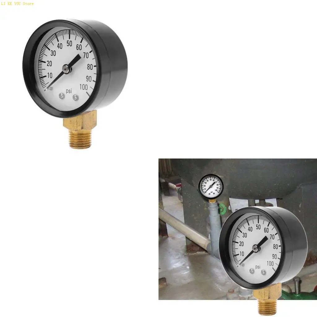 W3JE Pool Spa Filter Water Pressure Gauge Mini 0-100 PSI Bar Side Mount 1/4 Inch Pipe