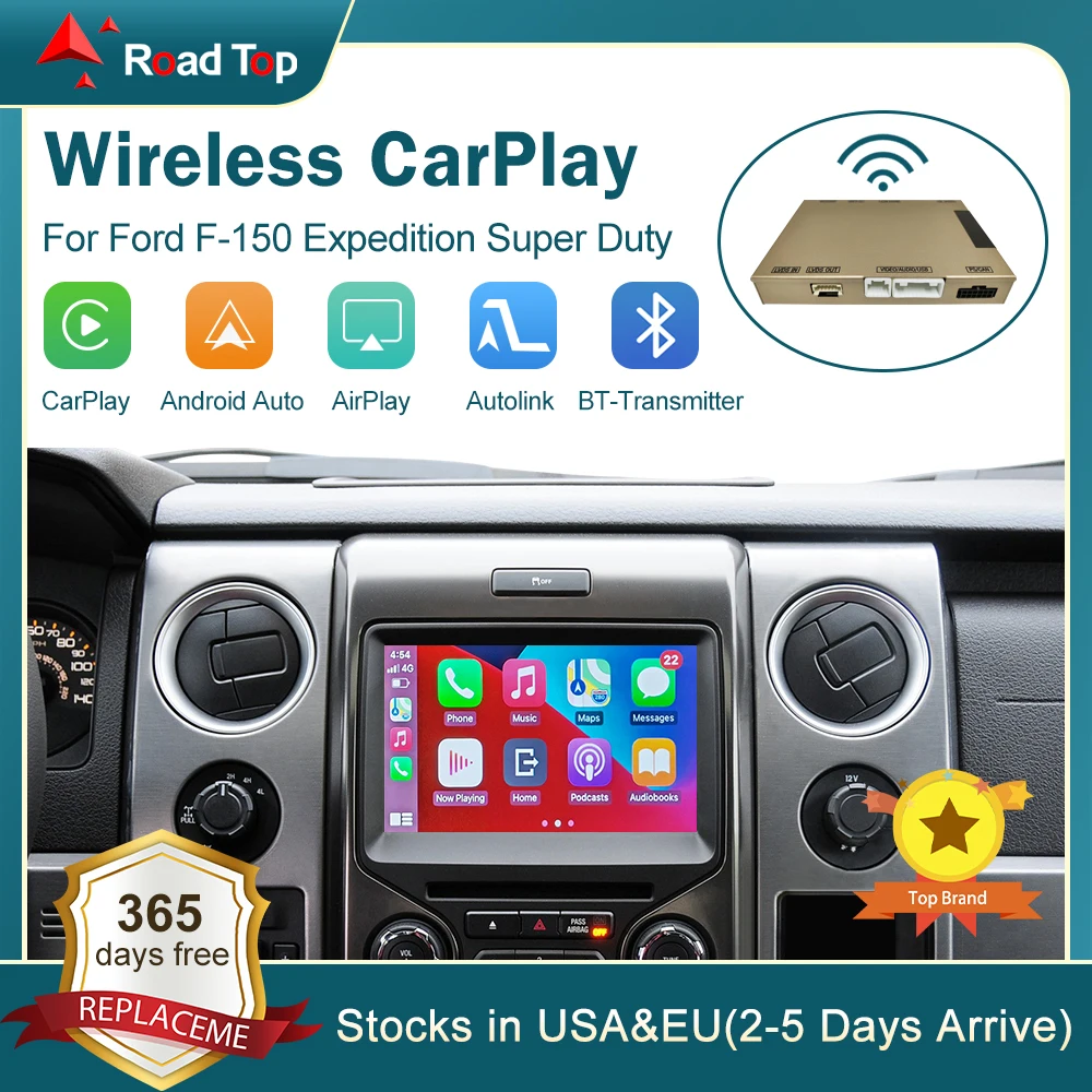 Wireless CarPlay for Ford F-150 Expedition Super Duty, with Android Auto Interface Mirror Link AirPlay Car Play Functions