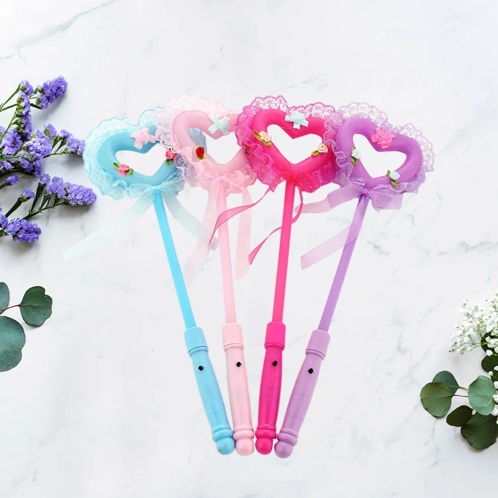 

4pcs Luminous Fairy Wand Glow Heart-Shaped Flash Stick Lightweight Portable Decorative Rod For Party Wedding Christmas Night