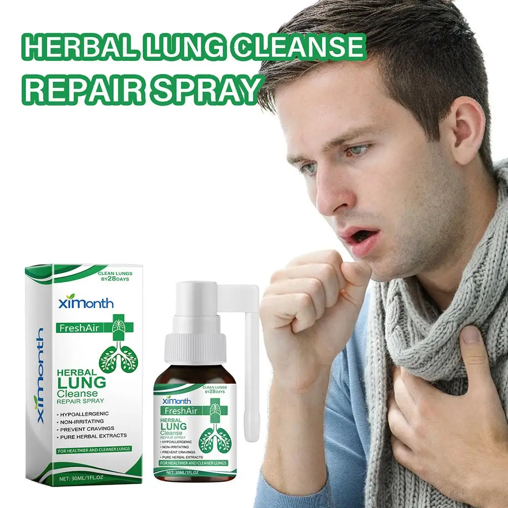 Herbal Lung Cleansing Spray Cough Relief Itchy Throat Treatment Improve Breathing Anti Inflammation Lungs Detoxification Liquid