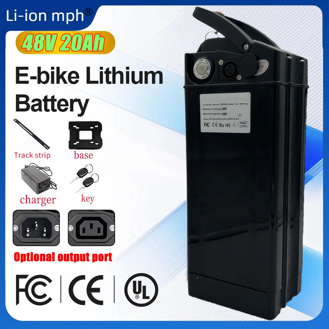 

Original 48V Haiba Li-ion Folding Model Universal Battery Built in 30A BMS For 250W 350W 450W 750W 1000W 1200W motor +charger