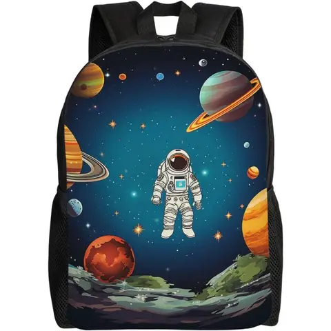 Outer Space Rocket Astronaut Laptop Backpack For Women Men College Backpack Work Business Computer Bag Lightweight Bookbag Teach