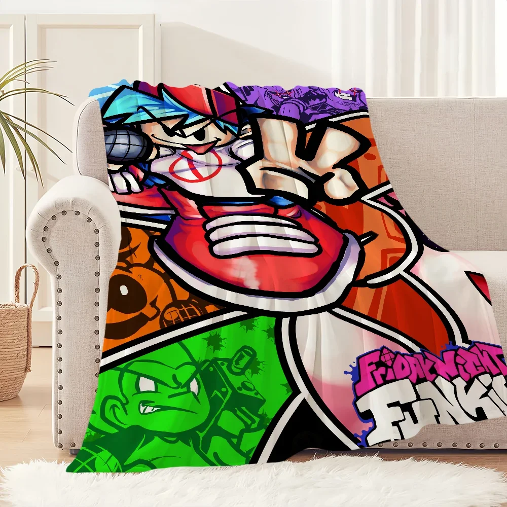 Game Friday Night Cool Funkin Music FNF Blanket Plush Nap Sofa rug for Living Room Office Bedroom Birthday Home Travel Kid Gifts