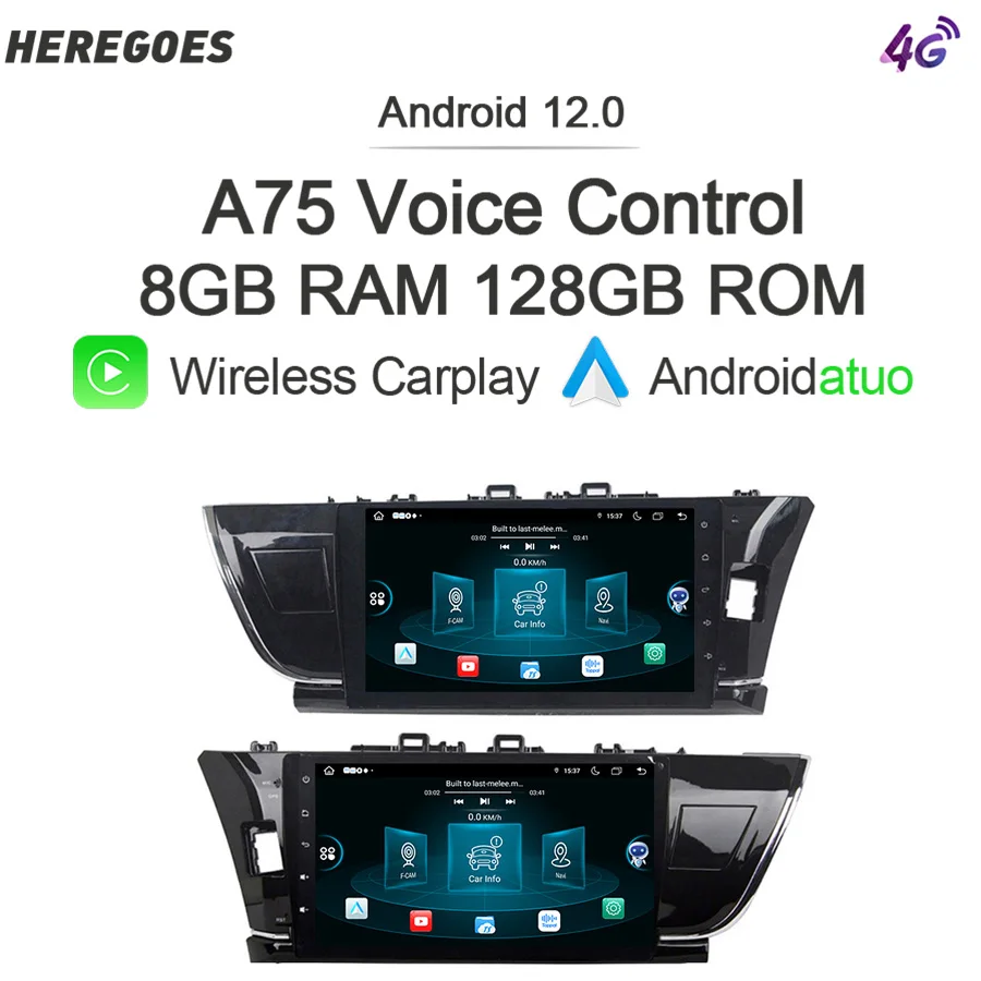 

Carplay DSP Android 12 автомобильный радиоприемник мультимедийный плеер Navi GPS 8G + 128G LTE Wifi Bluetooth для Toyota Corolla Ralink 2014 2015 2016