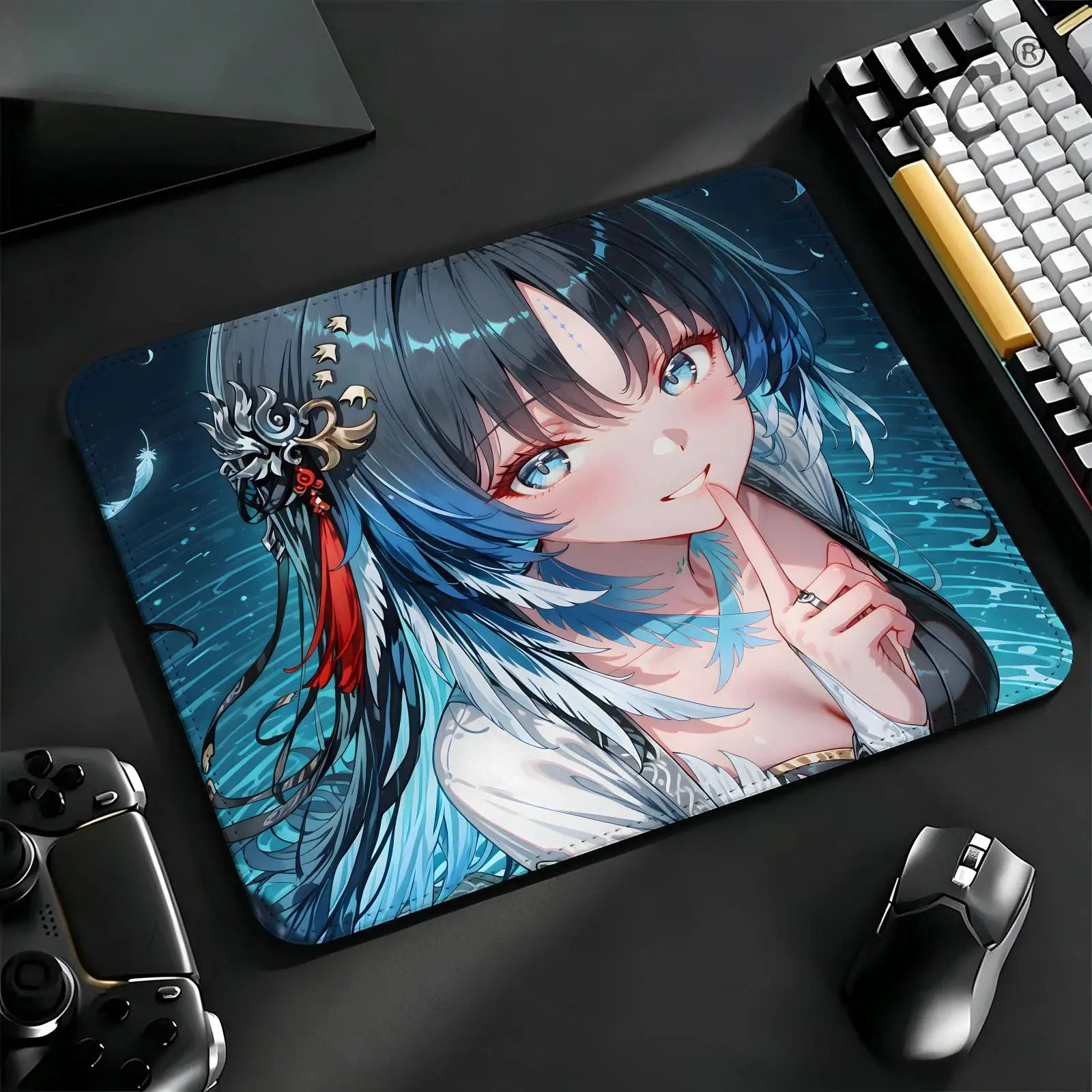 Compact Gaming Mat Reinforced Stitched Border,Portable Laptop Desk Pad for Office & E-sports Wuthering Waves YangyangXuanling