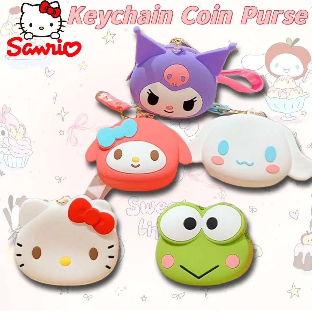 

Sanrio Characters Keychain Coin Purse,Silicone Zipper Pouch for Coins/Earphones,Perfect Gift for Kids Kawaii Fans