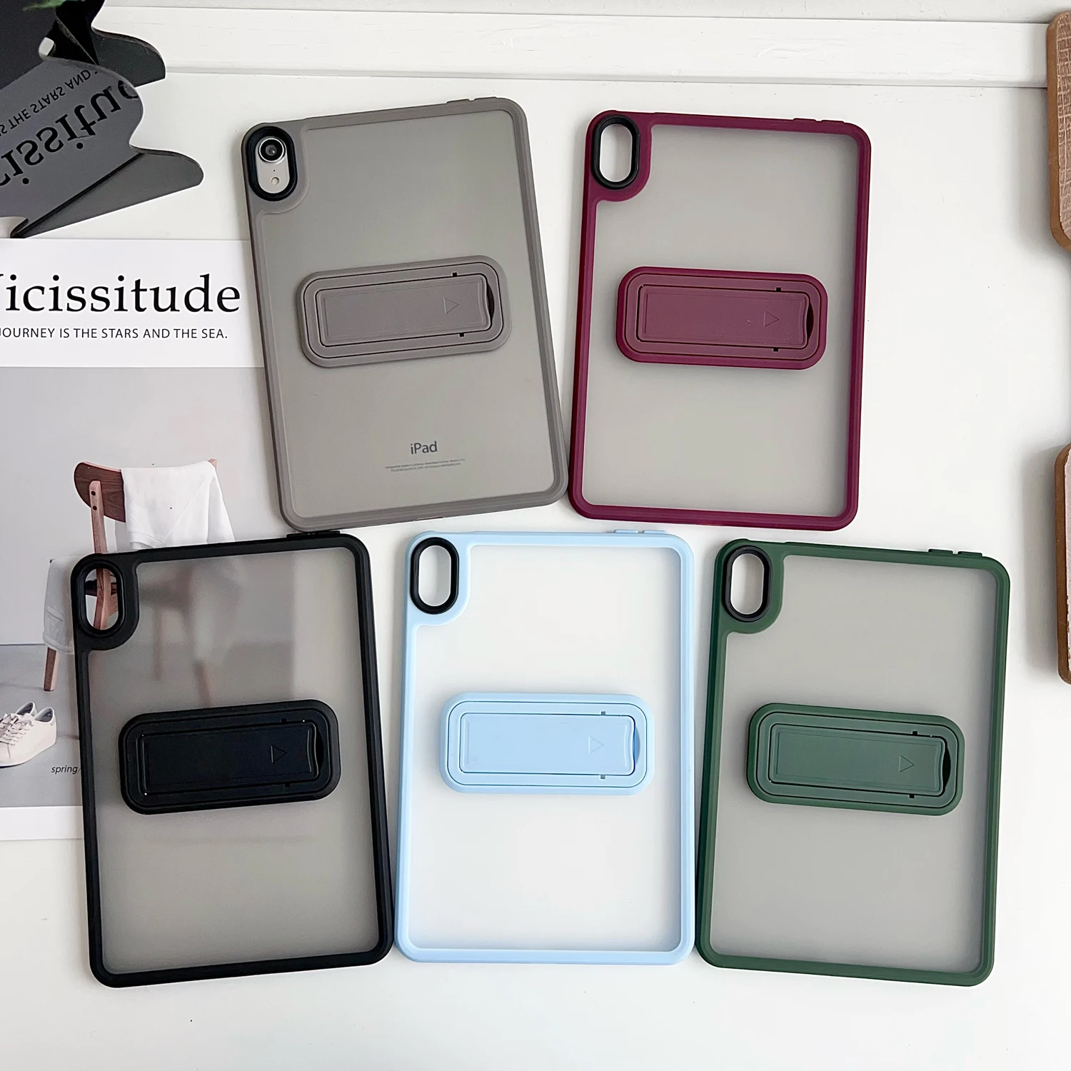 Matowe, półprzezroczyste etui z podstawką do iPada Pro 2024 11 etui Air 4 5 6 7 8 9. 10. generacji 10.2 10.9 11 cali Mini Kickstand Cover — zdjęcie 7