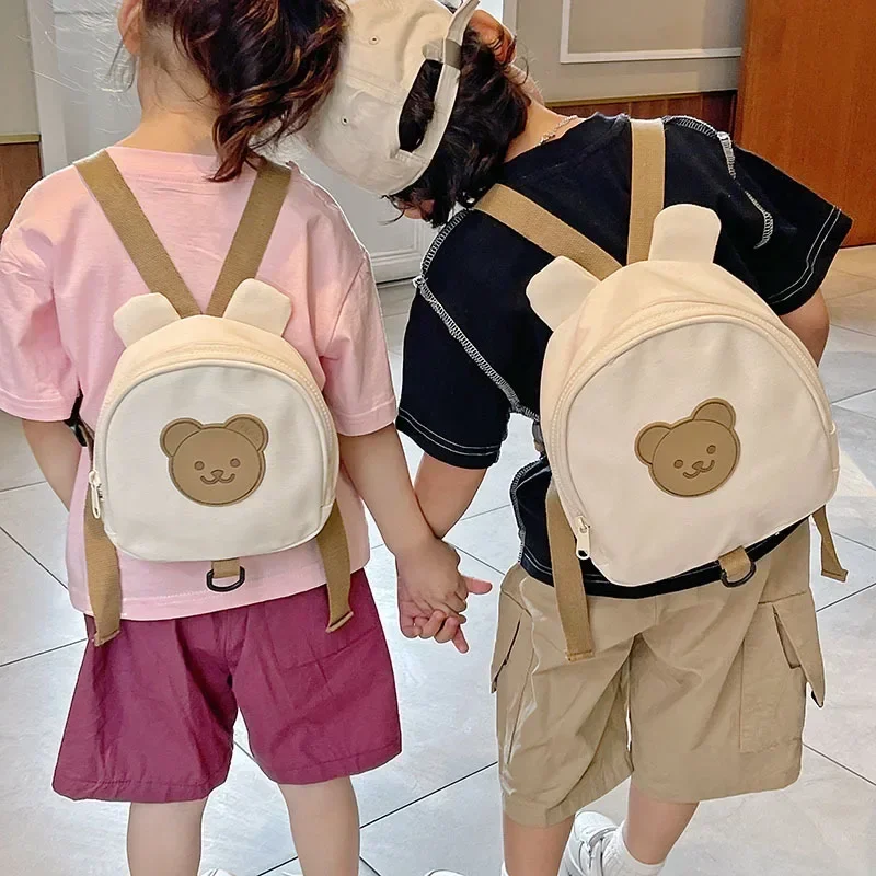 

Cute Cartoon Teddy Bear Kindergarten Backpack with Anti Loss Strap, Children's Backpack, Canvas Backpack