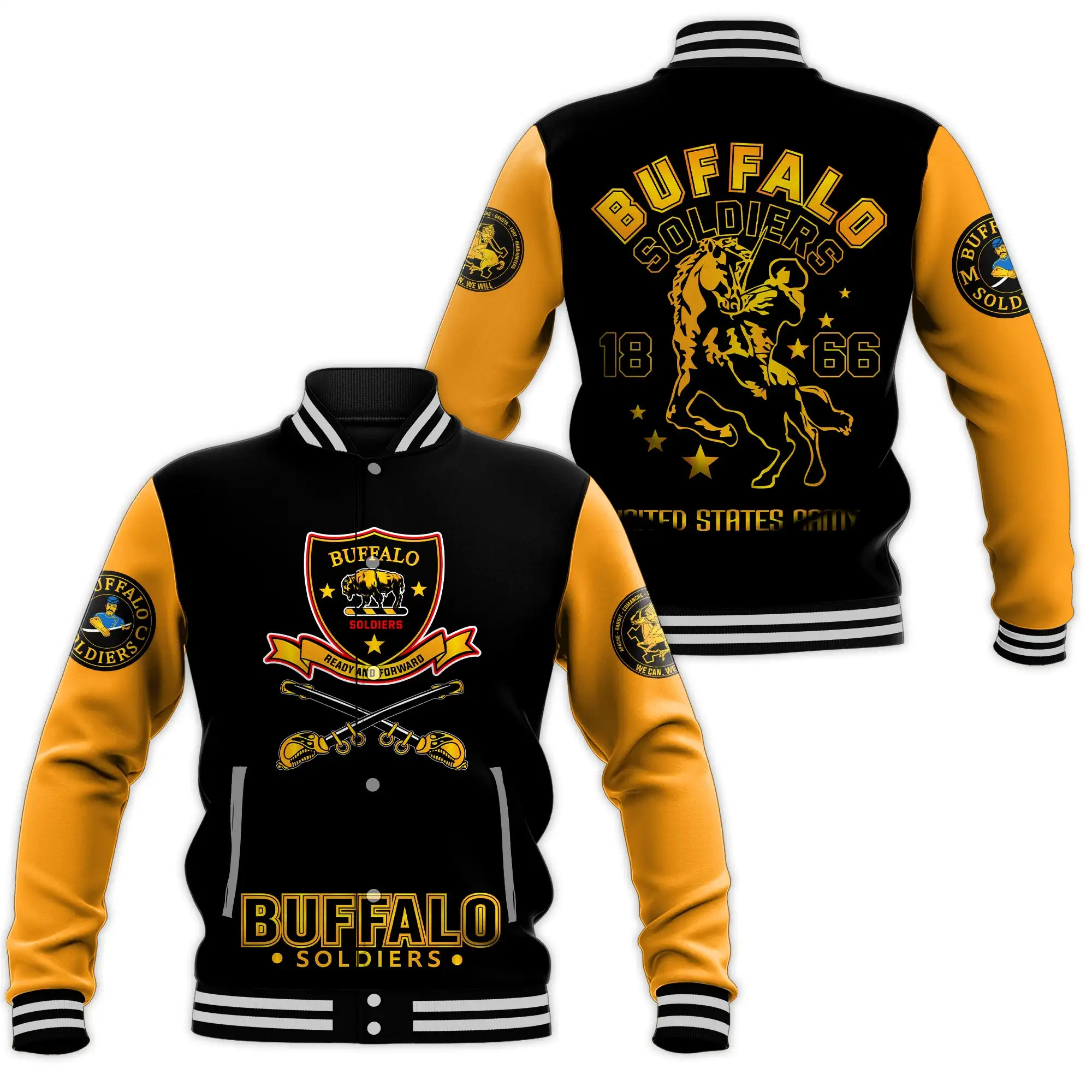 Buffalo Soldiers African American Legend Of The Black 3D Printed Thick Baseball Jacket Men Female Pullover Jumper Jersey Warm