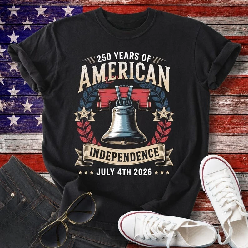 Liberty Bell July 4th 2026 Shirt Independence The United States Anniversary Vintage Patriotic Graphic Short-sleev Printed Tops