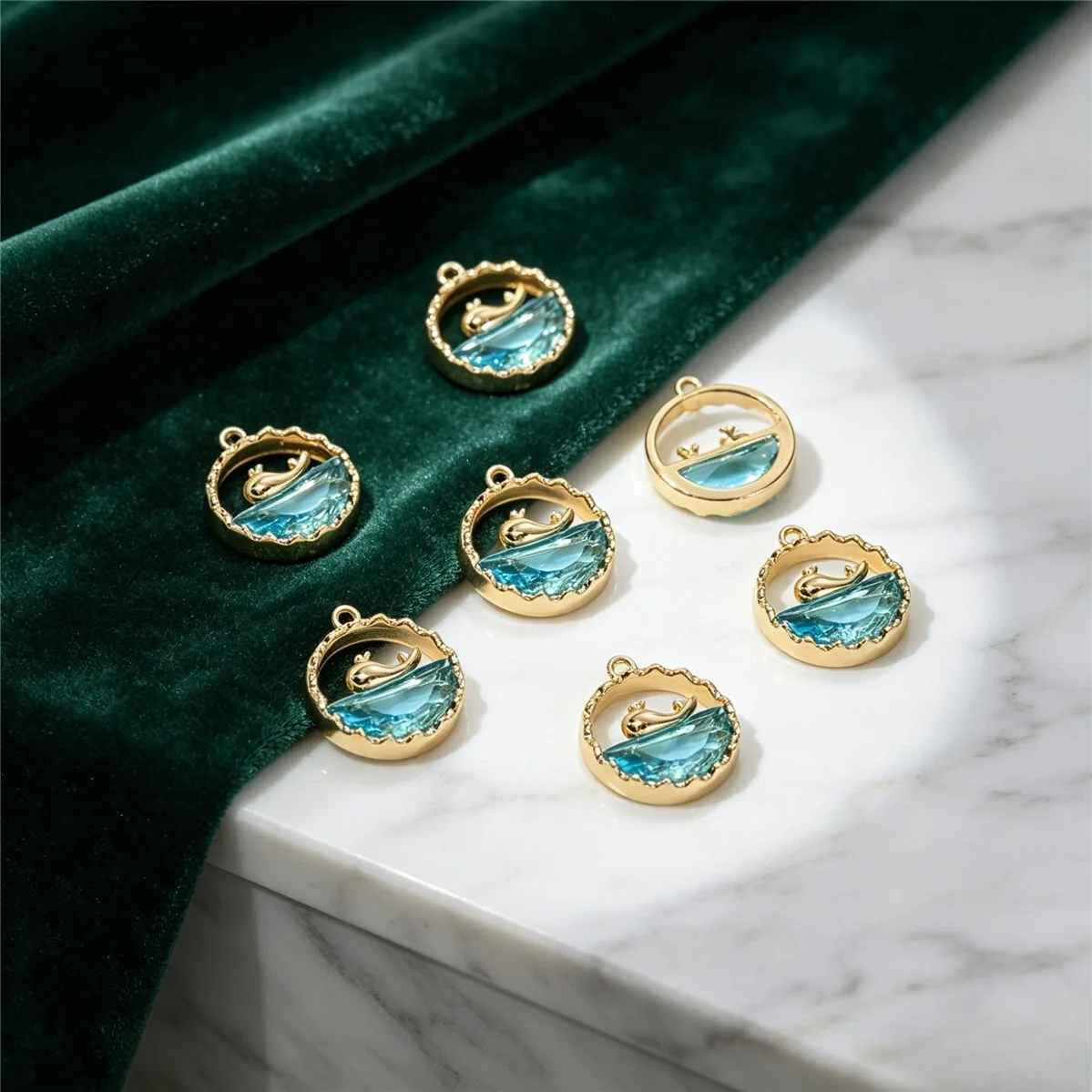 Brass 14K Real Gold Plated CZ Mermaid Tail Starfish Tree Tulip Charms Pendant DIY Bracelet Necklace Handmade Jewelry Accessories