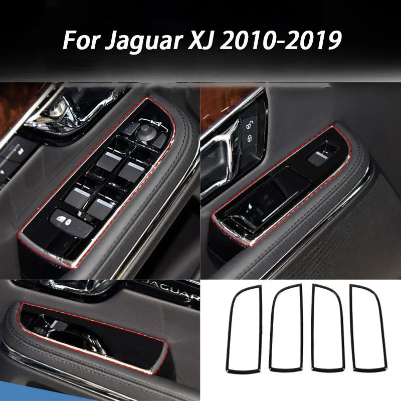 

ABS Car Interior Modification For Jaguar XJ 2010-2019 Glass Lift Button Frame Door Glass Lift Window Decoration Sticker