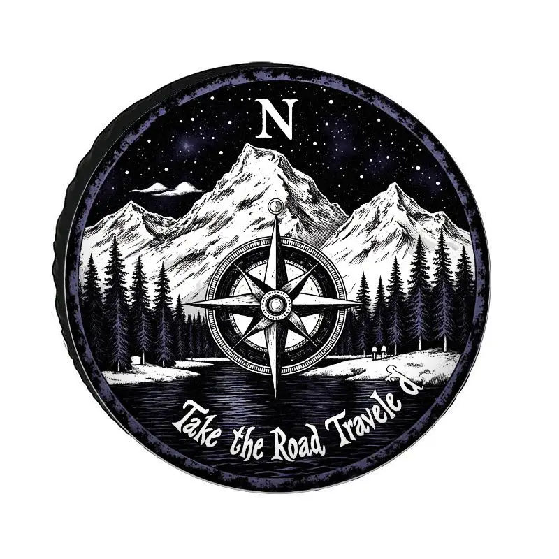 Compass Mountain Adventure Tire Cover Outdoor Off-Road Spare Wheel Protector Polyester Durable
