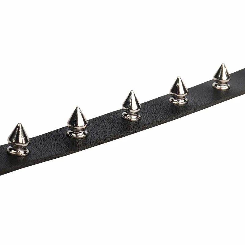 1Pc Vintage Spike Stud Geometric Personality Punk Gothic Leather Metal Black Silver Color Choker Woman Party Prom Daily Gift